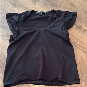 Veronica Beard Black Ruffle Sleeve Top